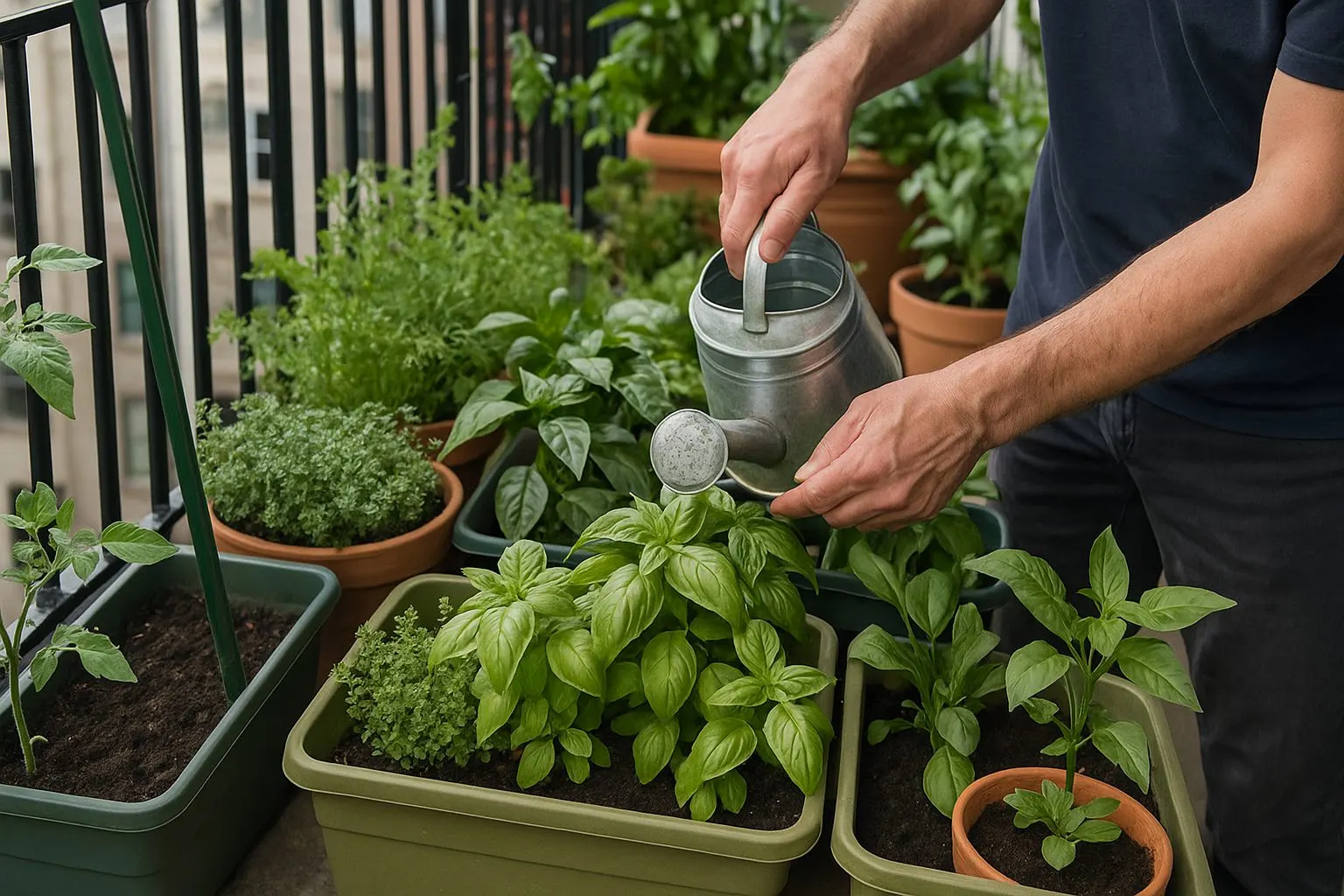 Why try low-cost gardening? Urban balcony garden with spinach, basil – Urban Plant